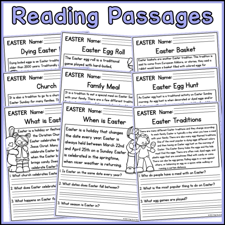 Easter Holidays Reading Comprehension Passages K 2