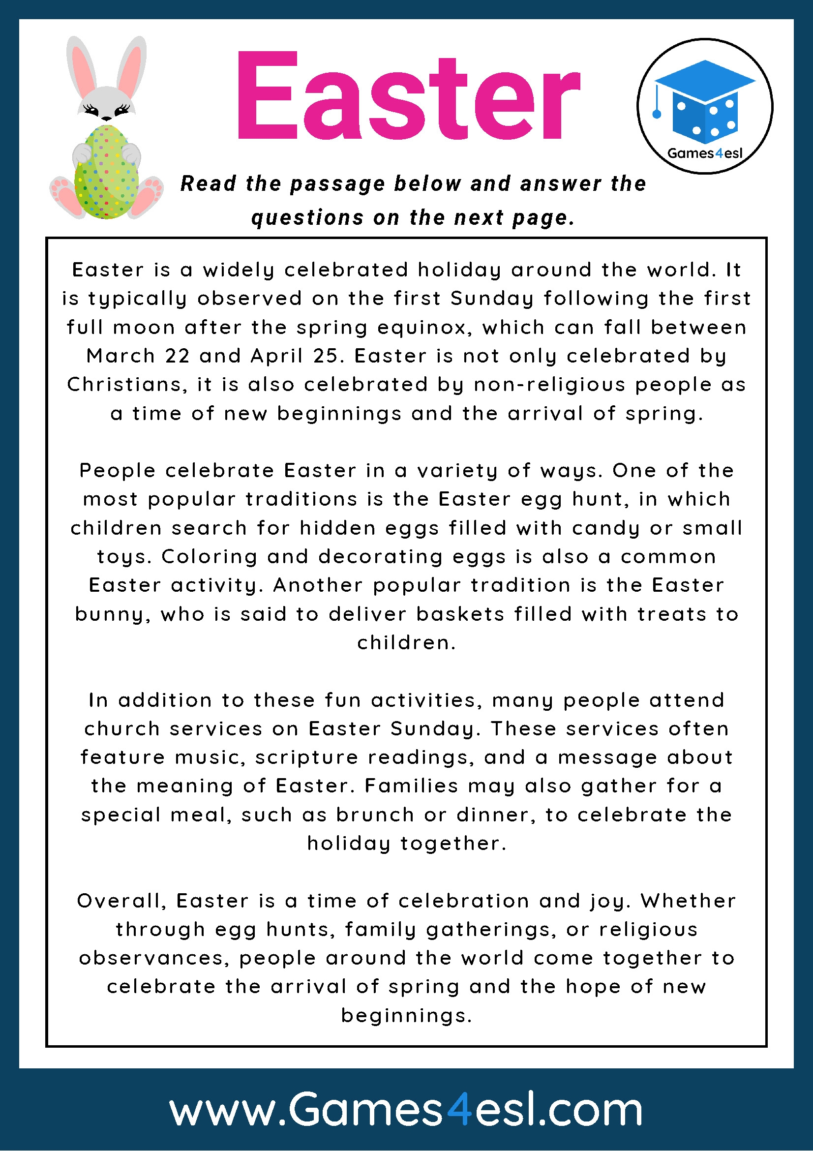 Reading Comprehension Worksheets Elementary Esl