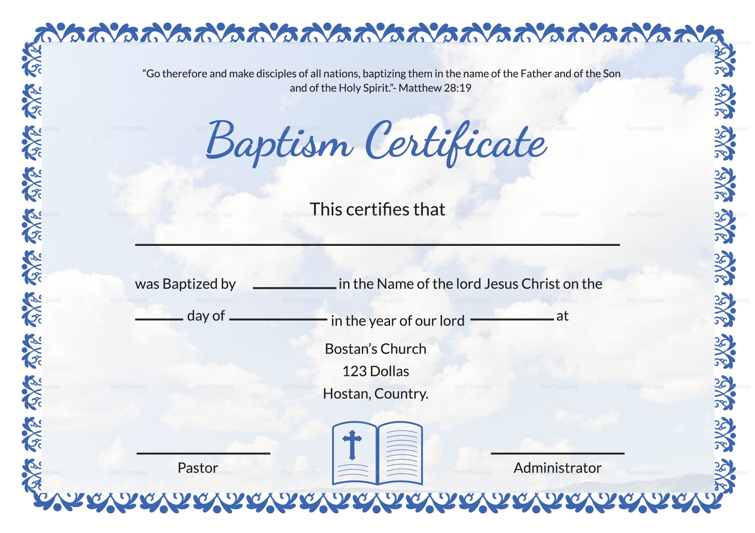 Baptism Certificate Printable Free