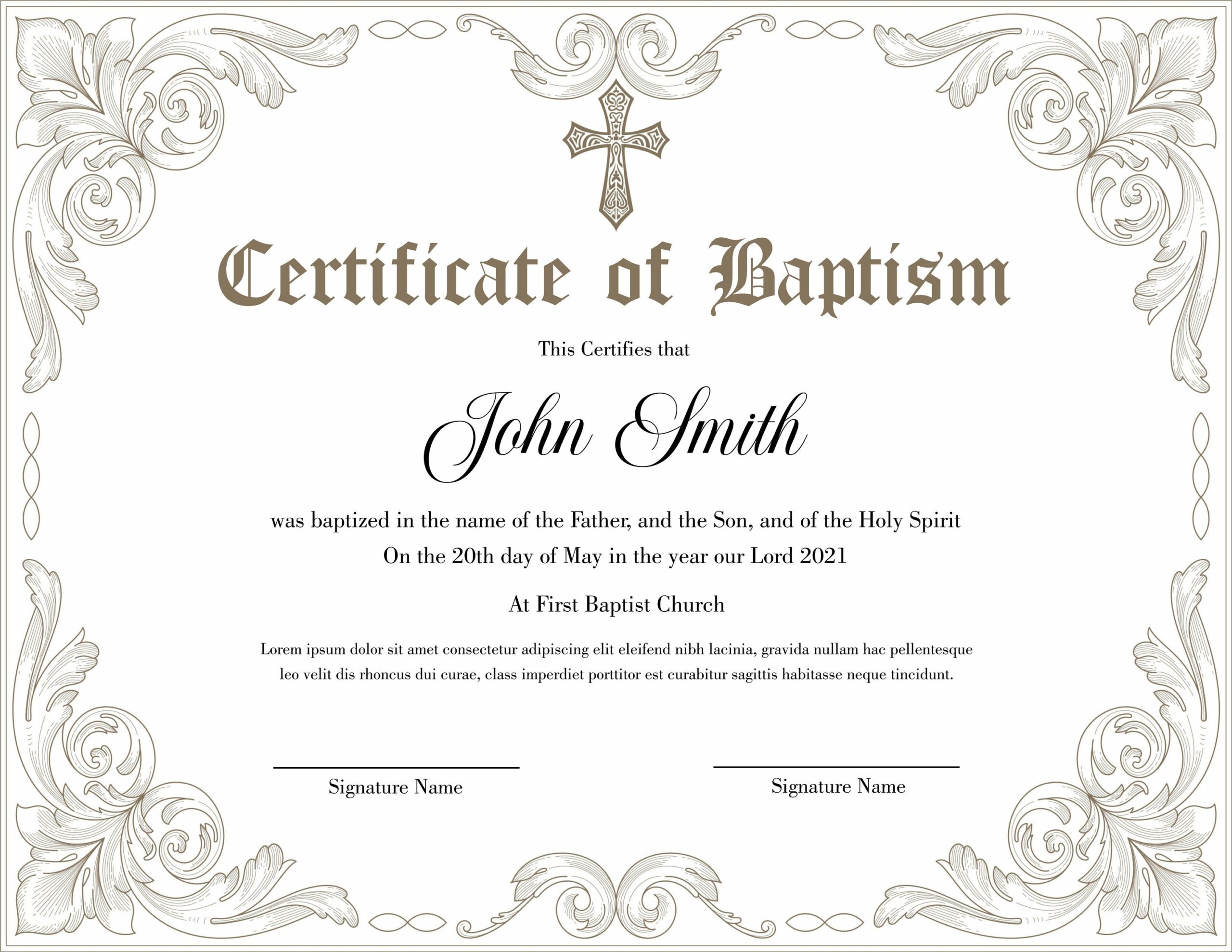 Editable Baptism Certificate Template Printable Certificate Of Baptism Etsy
