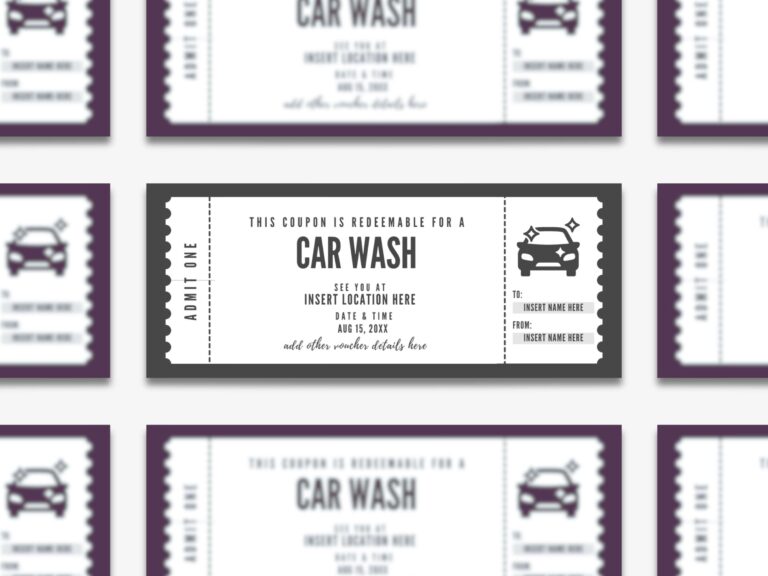 Editable Car Wash Coupon Template Custom Car Wash Ticket Printable Car Cleaning Gift Certificate PDF Etsy