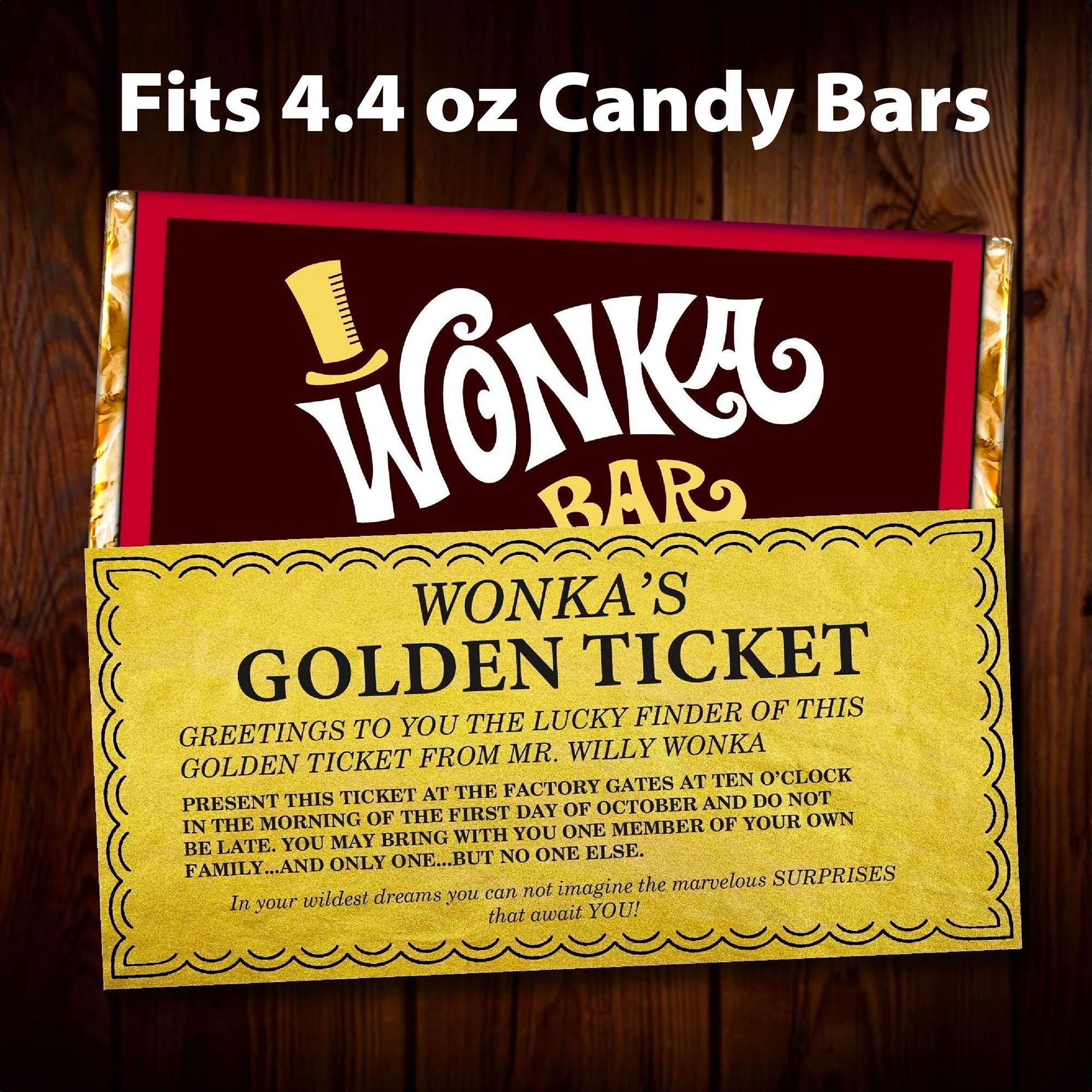 Editable Golden Ticket Printable Template Willy Wonka Party Supplies Wonka Bar Wrapper Included Fits Hershey XL 4 4oz Etsy Australia