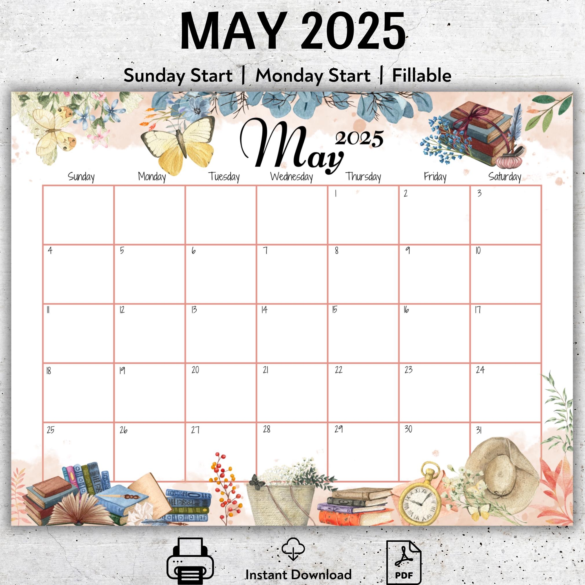 EDITABLE May 2025 Calendar Mother s Day Gift For Teacher 