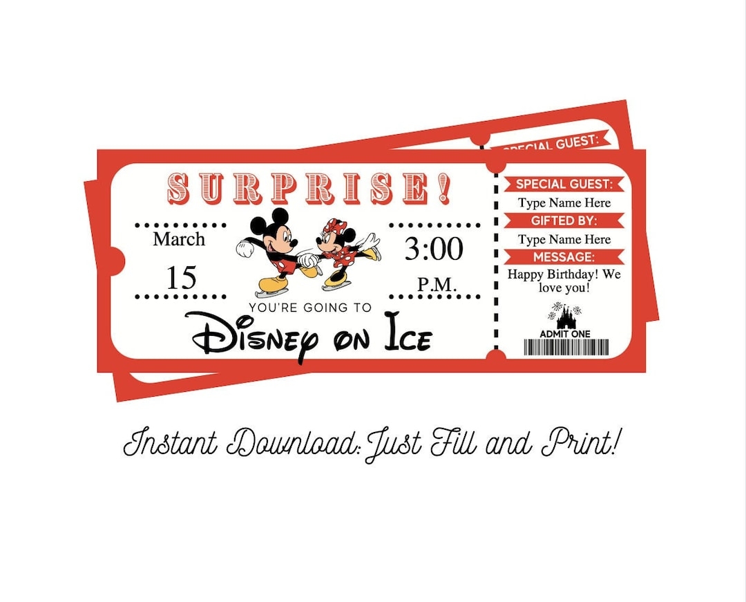 Editable Mickey On Ice Surprise Ticket INSTANT DOWNLOAD Surprise Trip Editable And Printable Digital File Fillable PDF Etsy Denmark