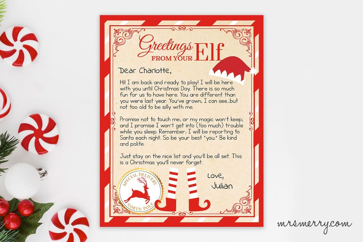 Free Printable Elf Letter Template