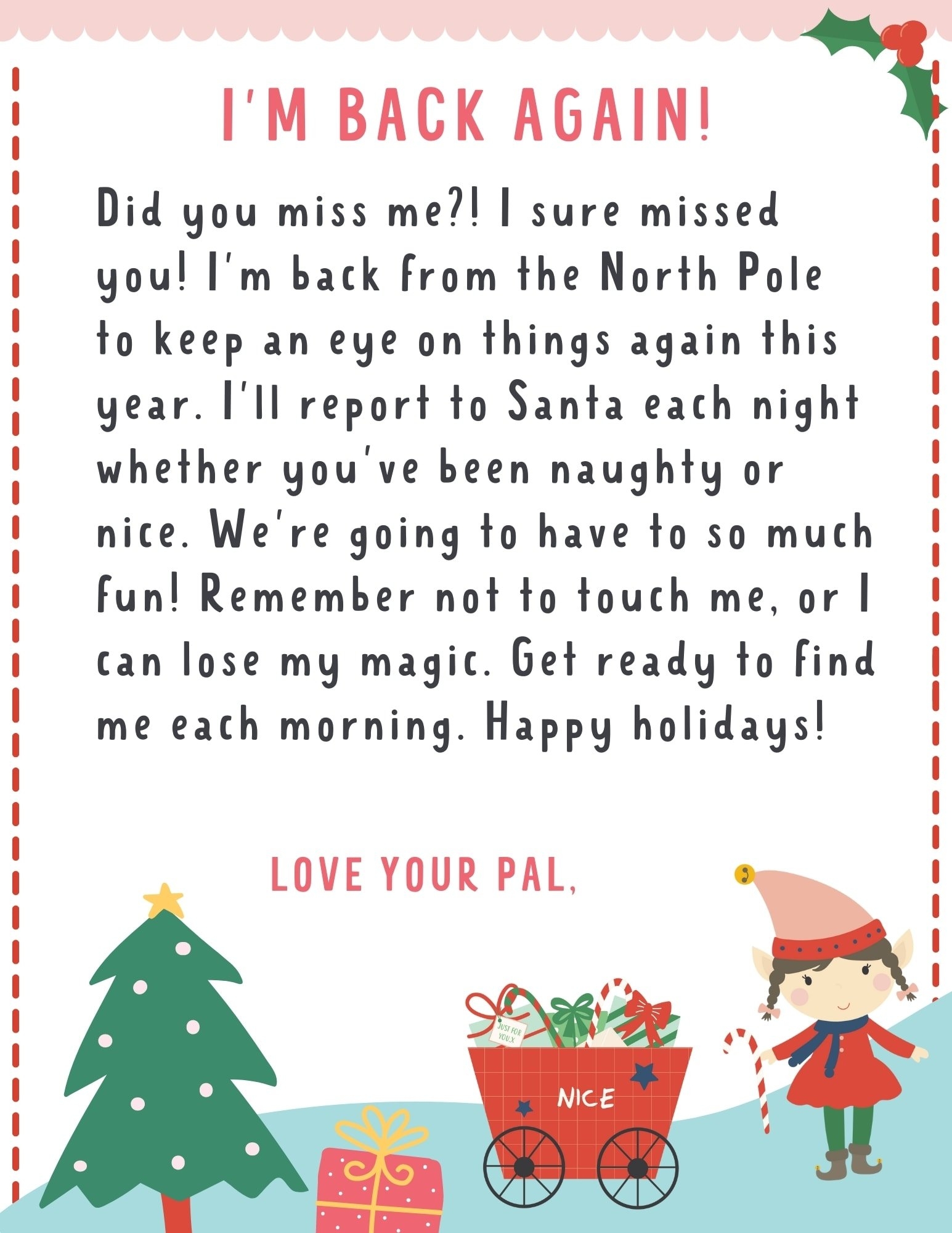 Free Elf Letter Printable
