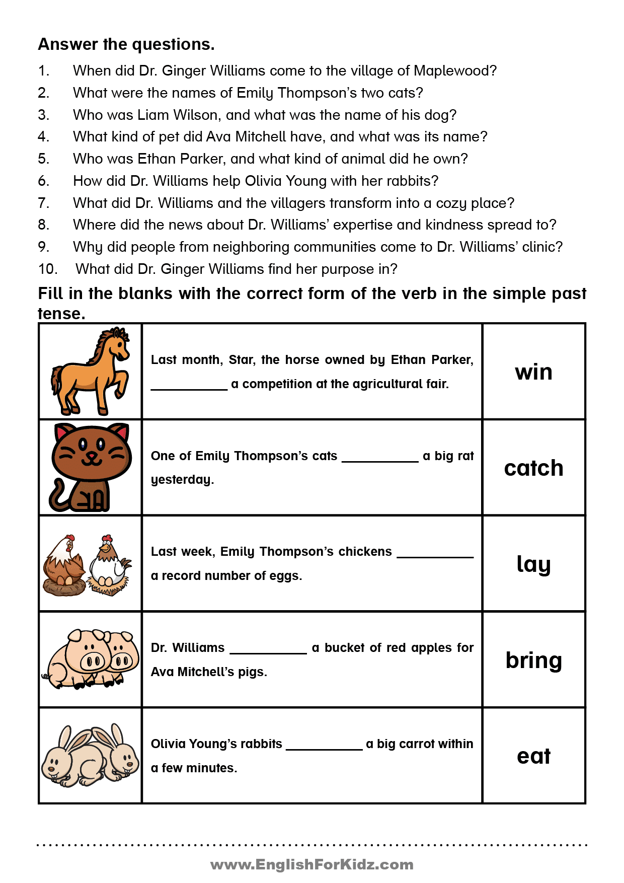 Simple Reading Comprehension Worksheet