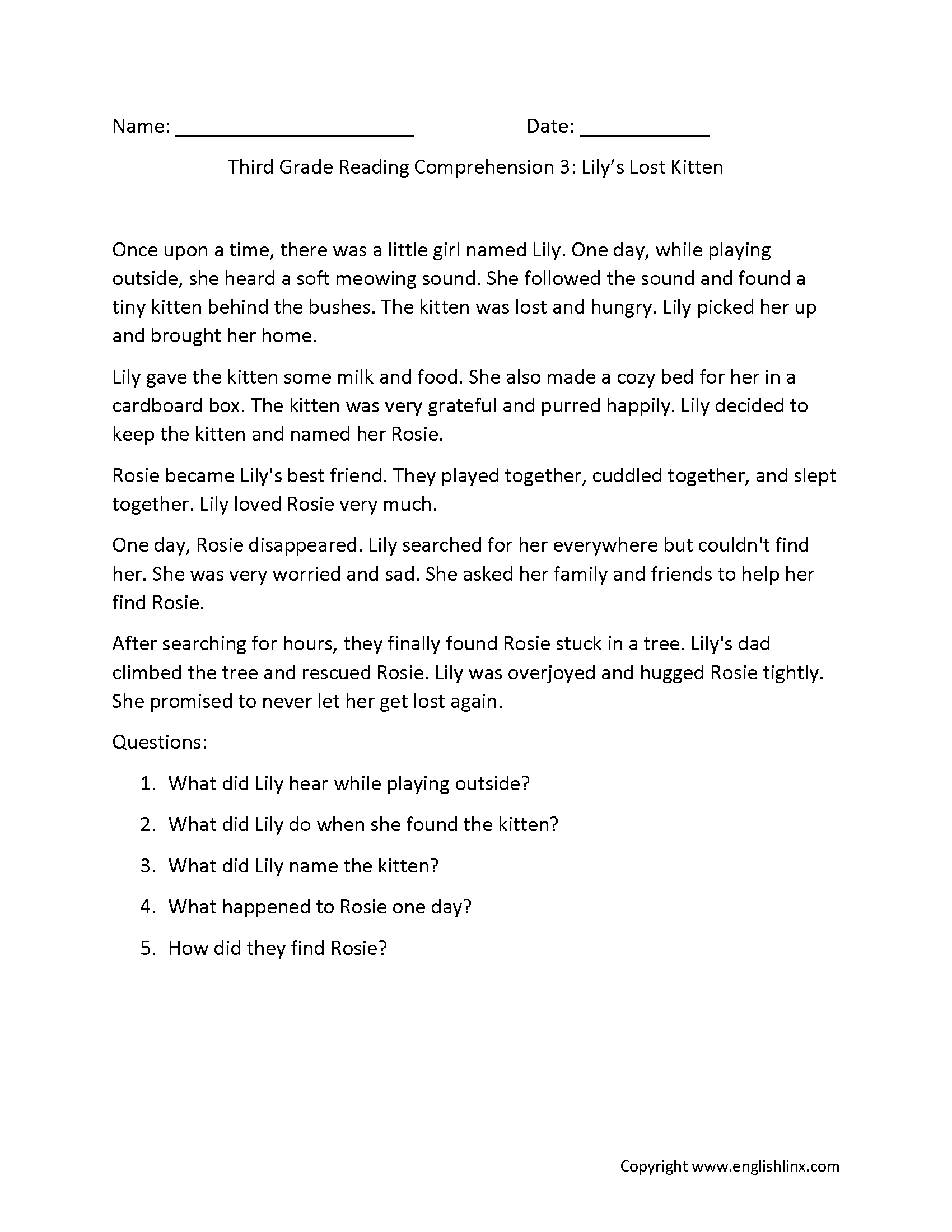 Englishlinx Reading Comprehension Worksheets