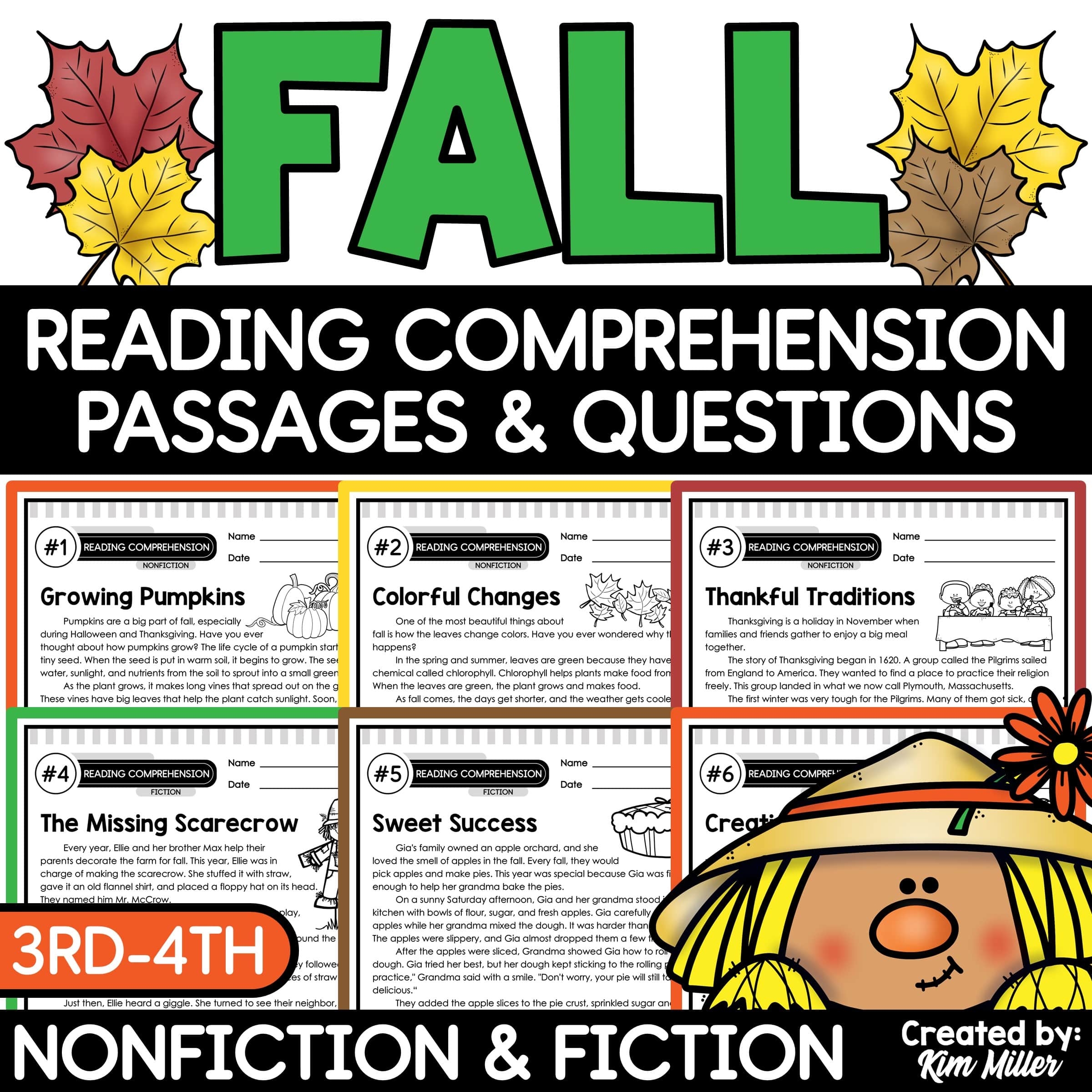 Fall Activities Reading Comprehension Passages And Questions 3rd 