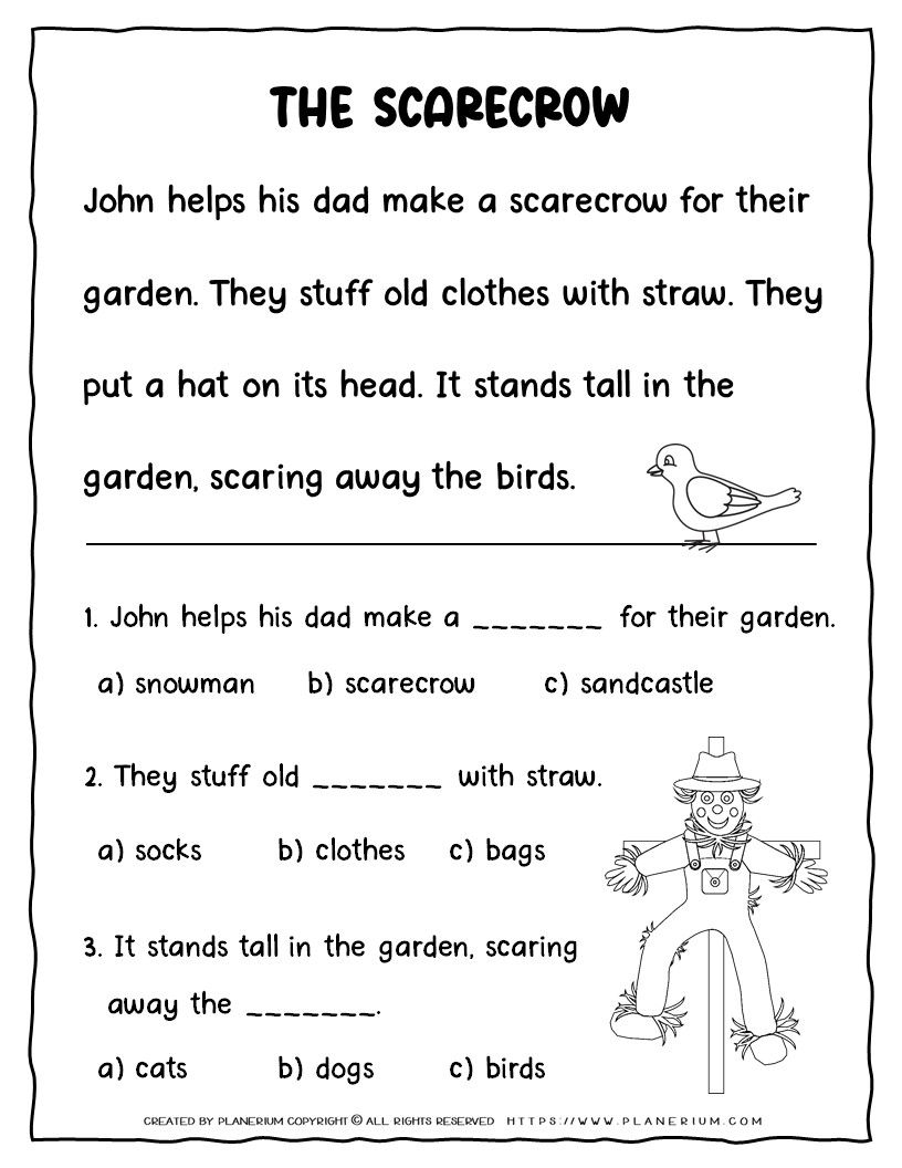 Pumpkin Reading Comprehension Worksheet
