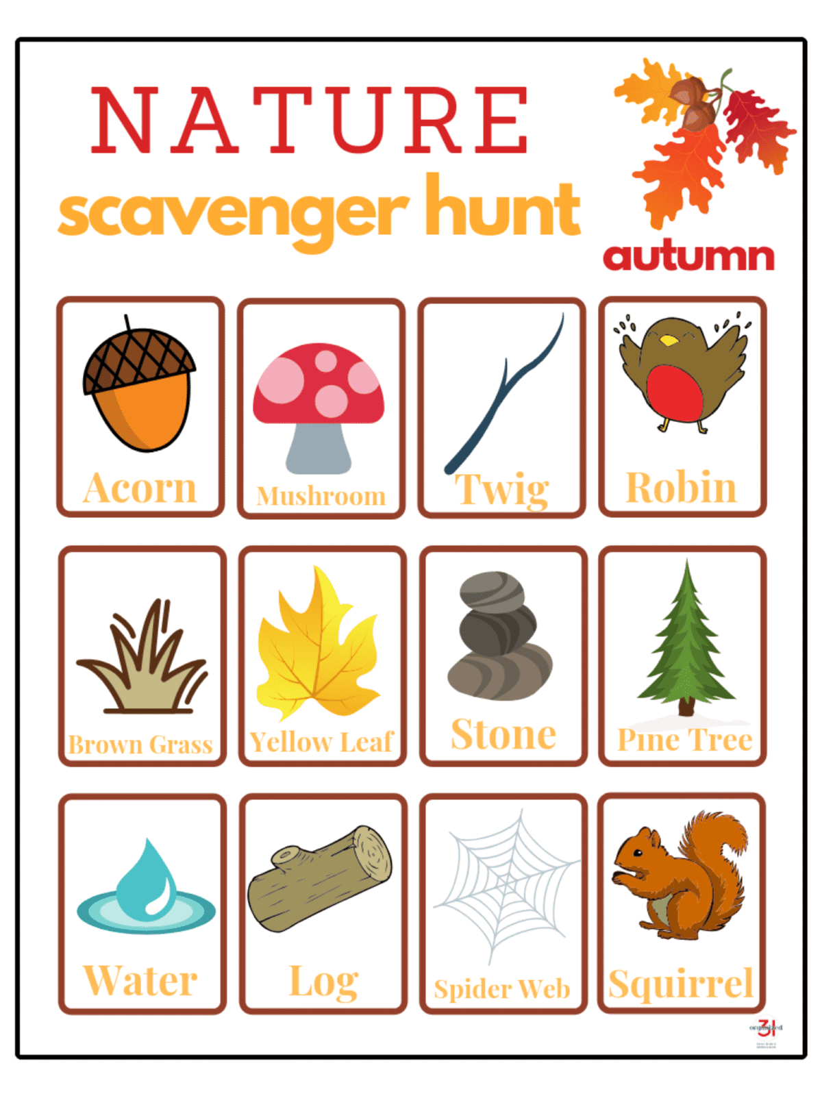Fall Scavenger Hunt Free Printable Organized 31