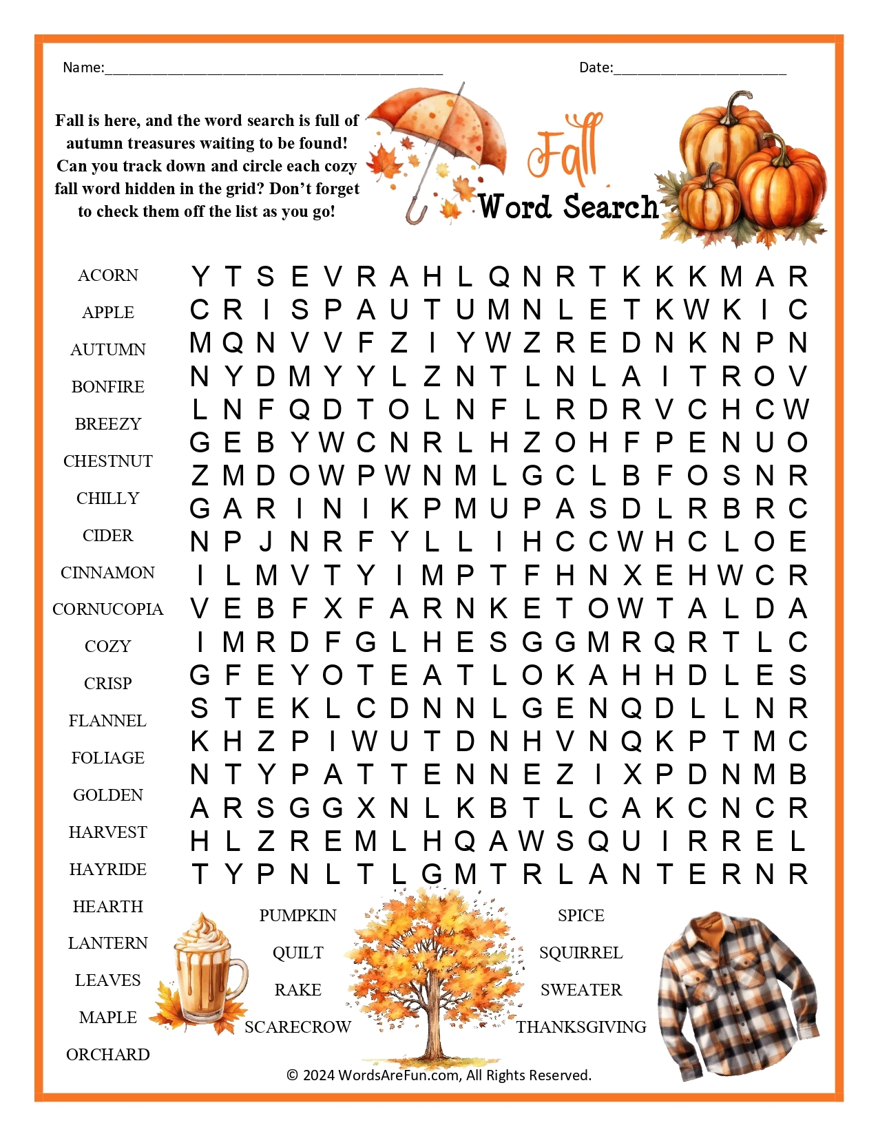Adult Word Search Free Printable