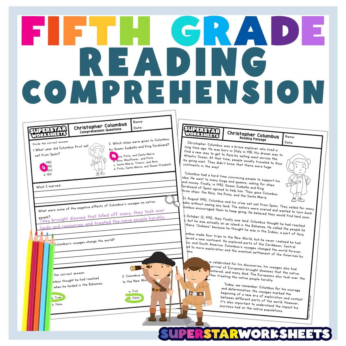 Reading Comprehension Worksheets Moon 5th Grade