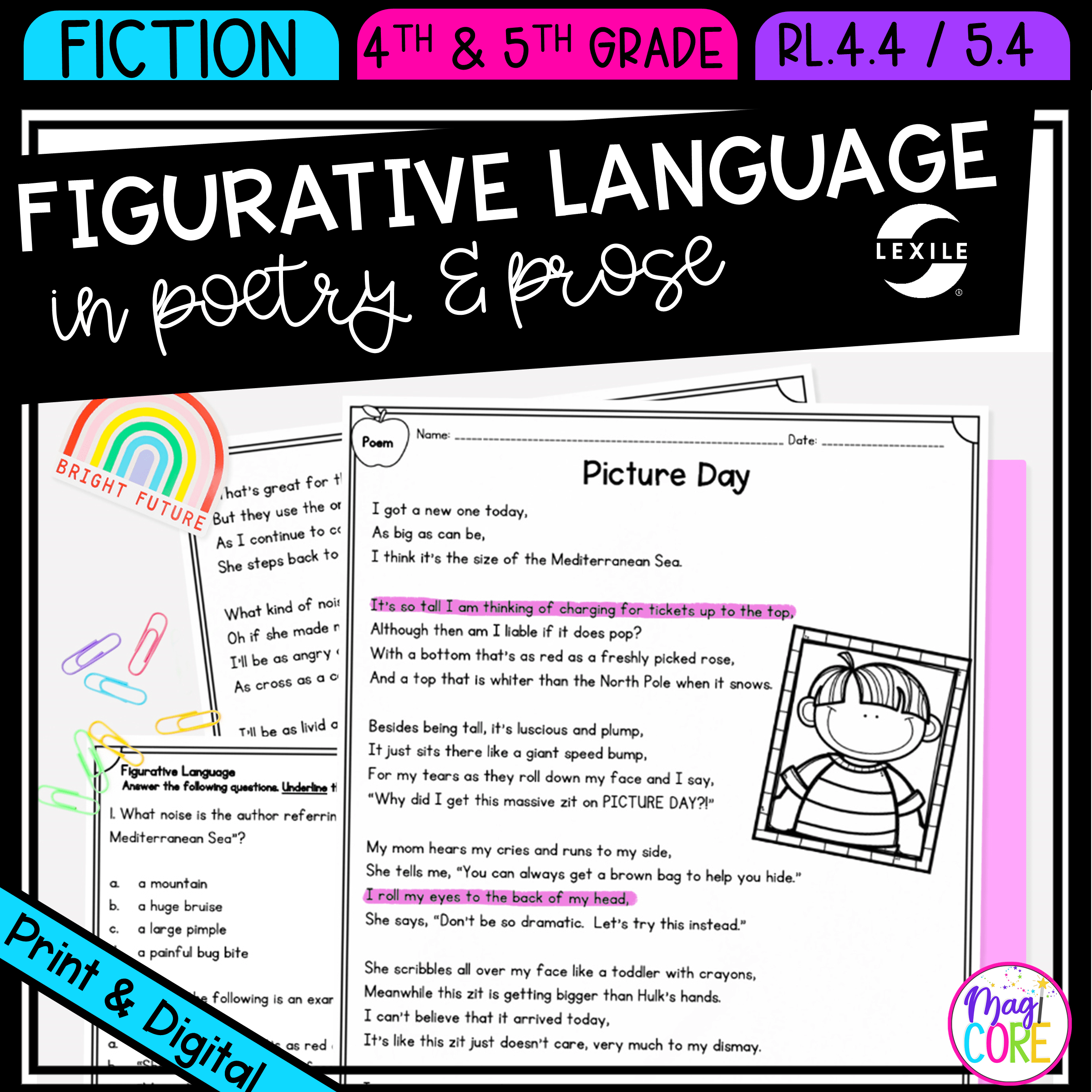 Figurative Language Reading Passages Worksheets Poetry RL 4 4 RL 5 4 RL4 4 RL5 4