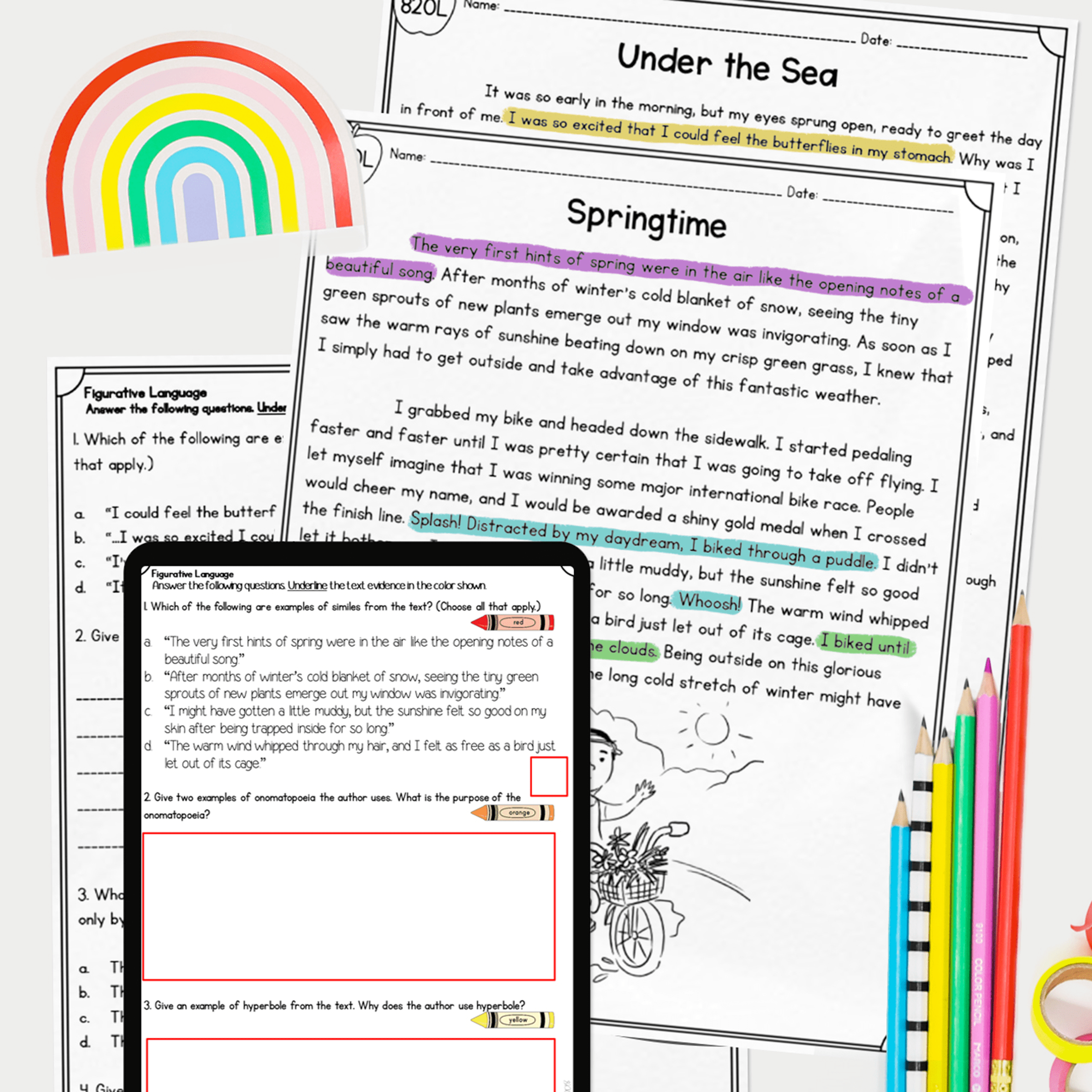 Figurative Language Reading Passages Worksheets Poetry RL 4 4 RL 5 4 RL4 4 RL5 4
