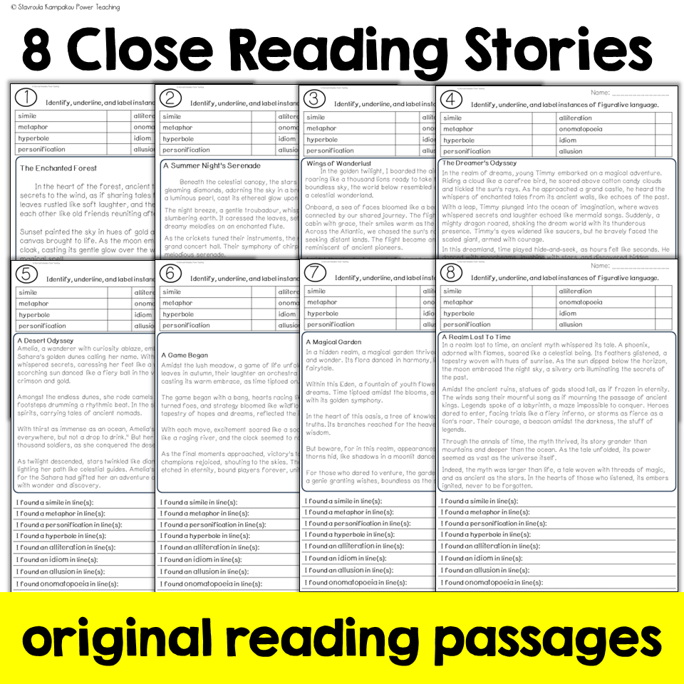 Reading Comprehension Worksheets With Figurative Language