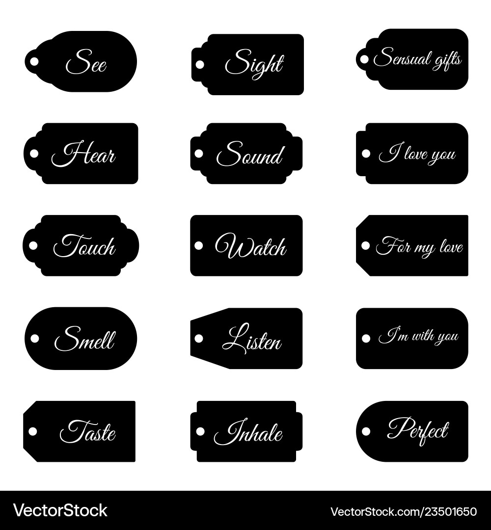 Five Senses Gift Tags And Card Flat Royalty Free Vector