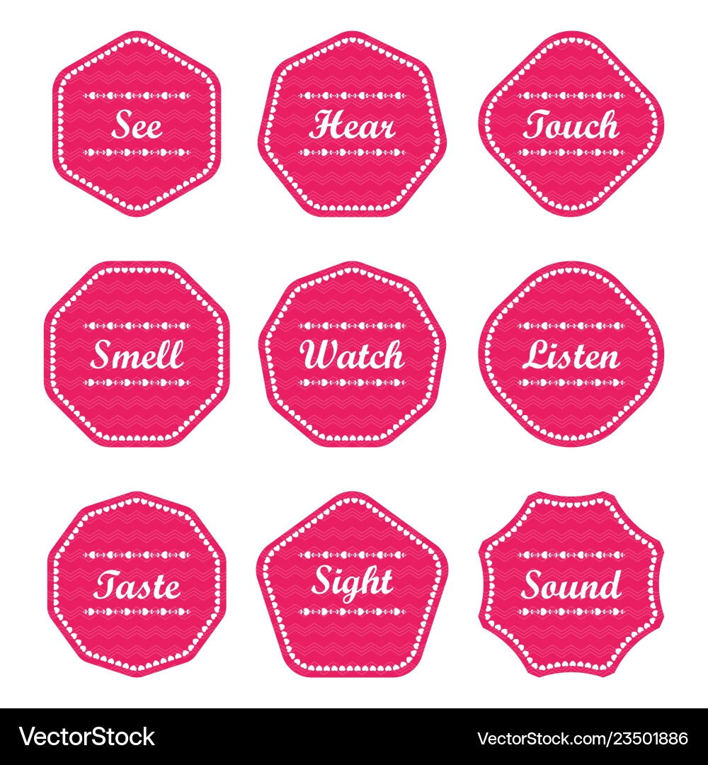 Five Senses Gift Tags And Card Flat Royalty Free Vector