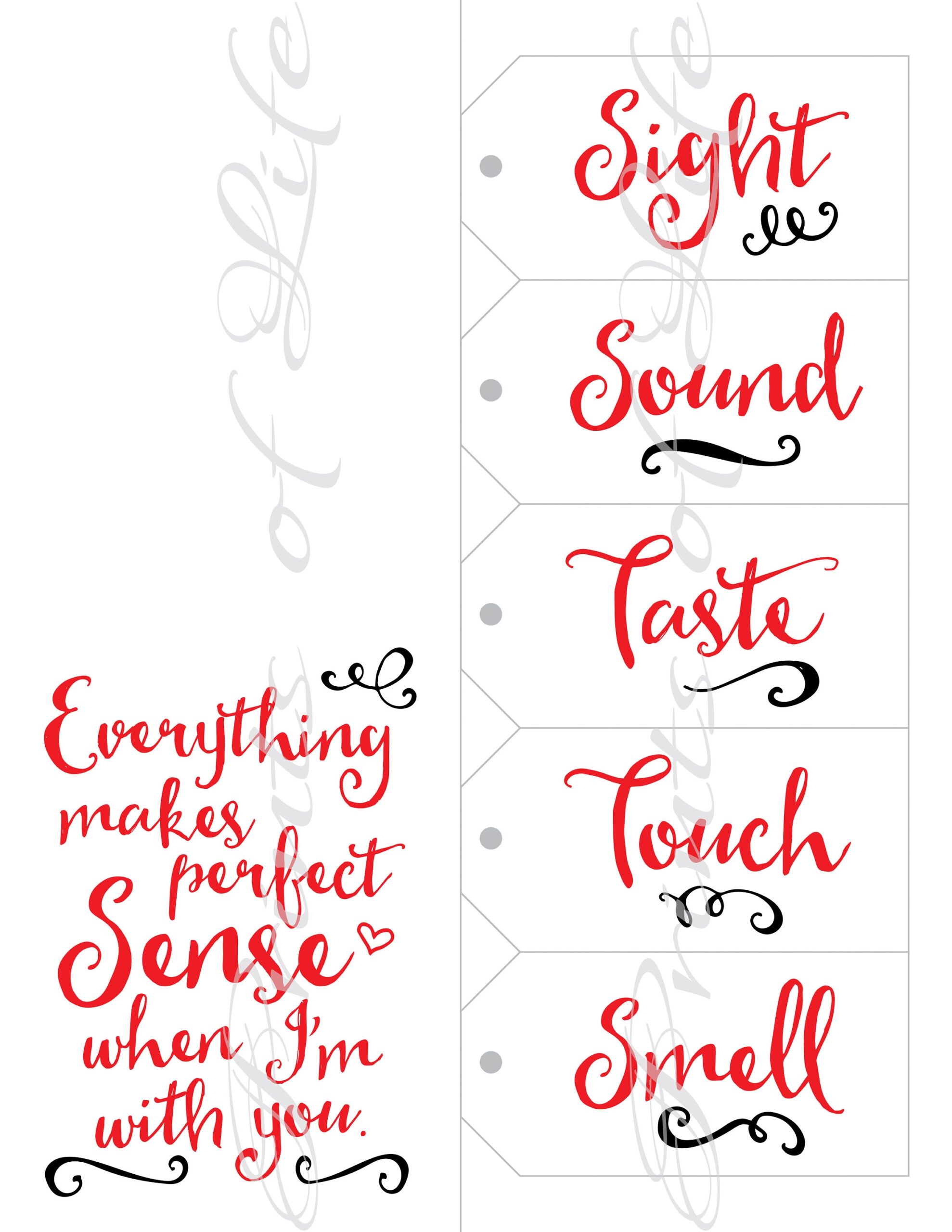 Five Senses Gift Tags U0026 Card 5 Senses Instant Download Printable 