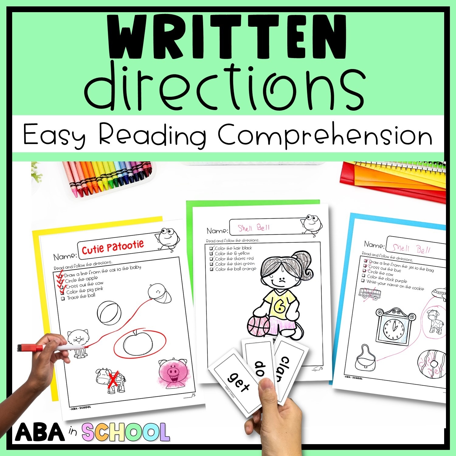 Following Direction Activities EASY Reading Comprehension Coloring One Pagers