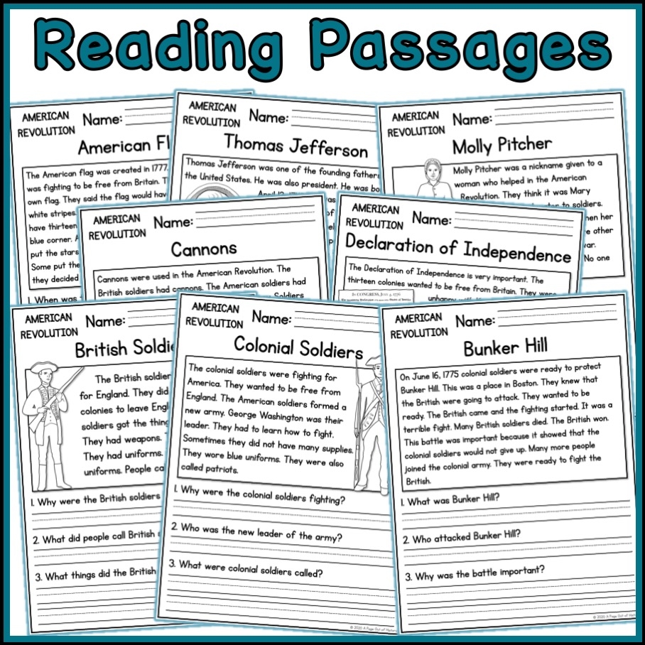John Adams Reading Comprehension Worksheets