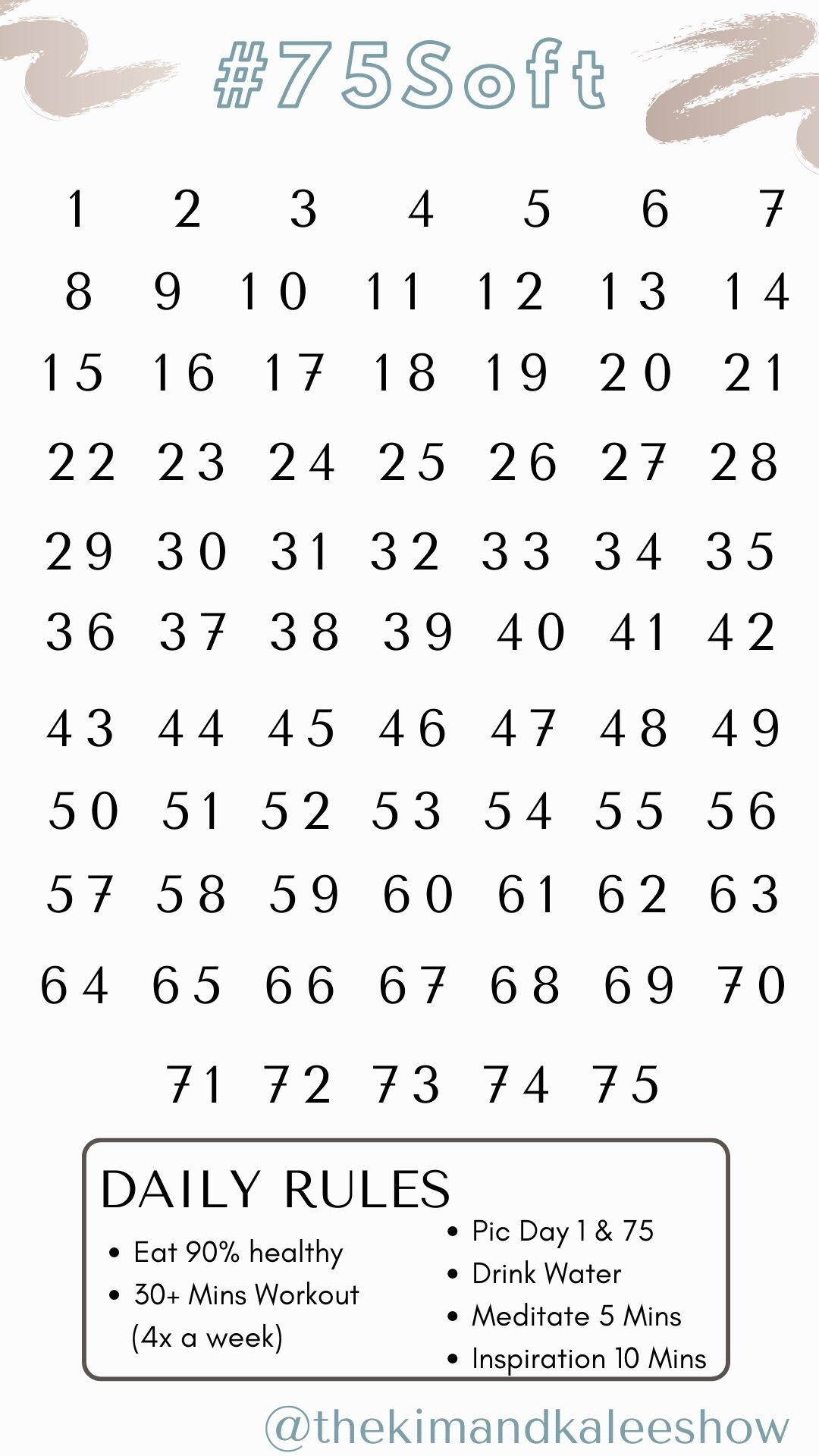 75 Hard Calendar Printable Free
