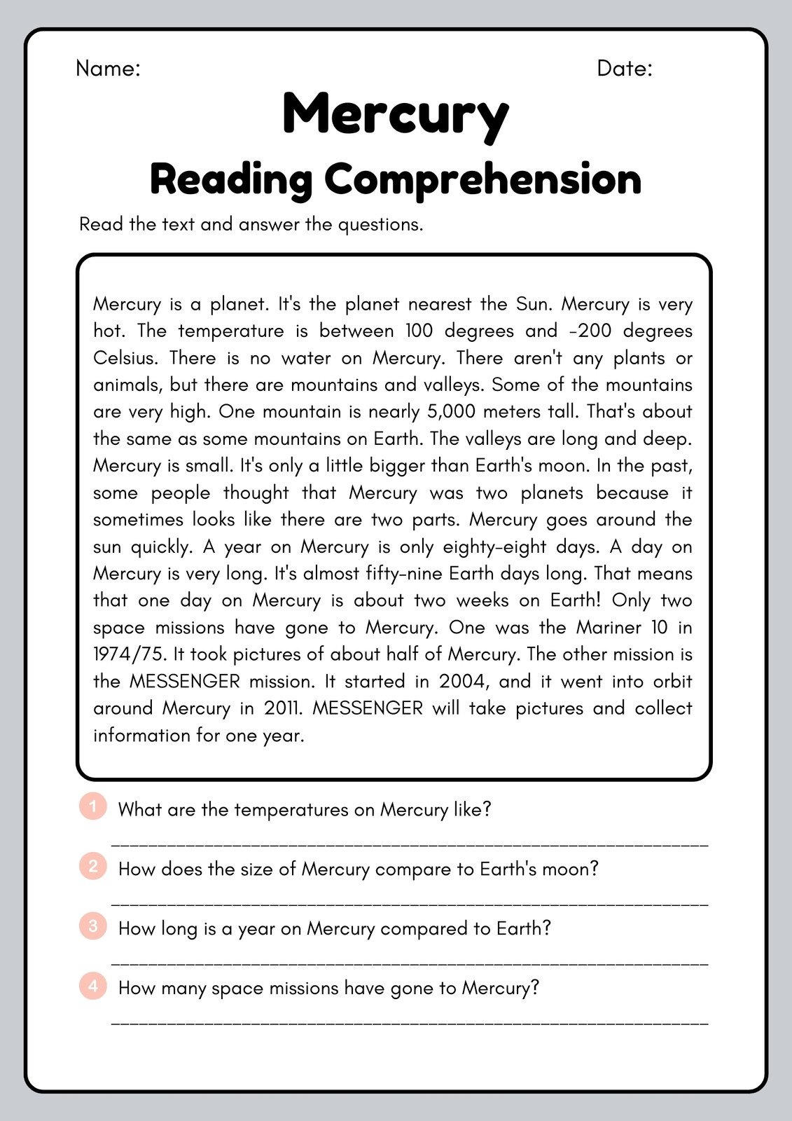 Template To Make Reading Comprehension Worksheet