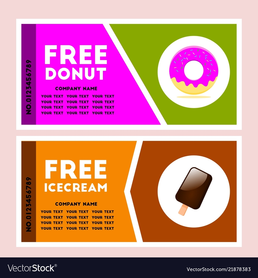 Free Donut And Icecream Coupon Royalty Free Vector Image