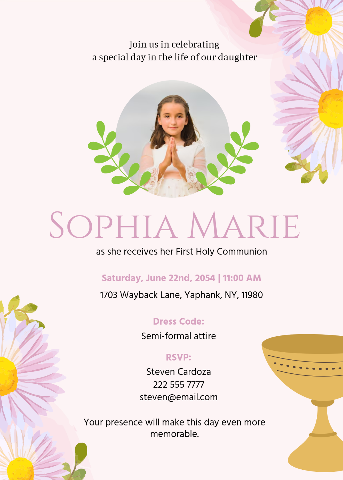 Free First Communion Invitation Templates Editable And Printable