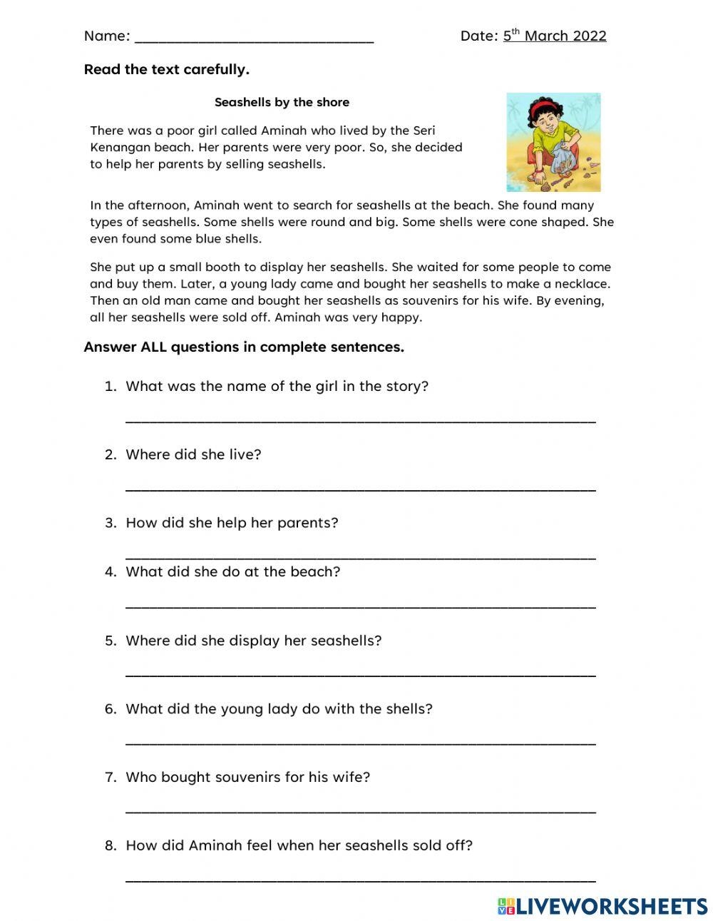Free K12 Reading Comprehension Worksheet Download Free K12 
