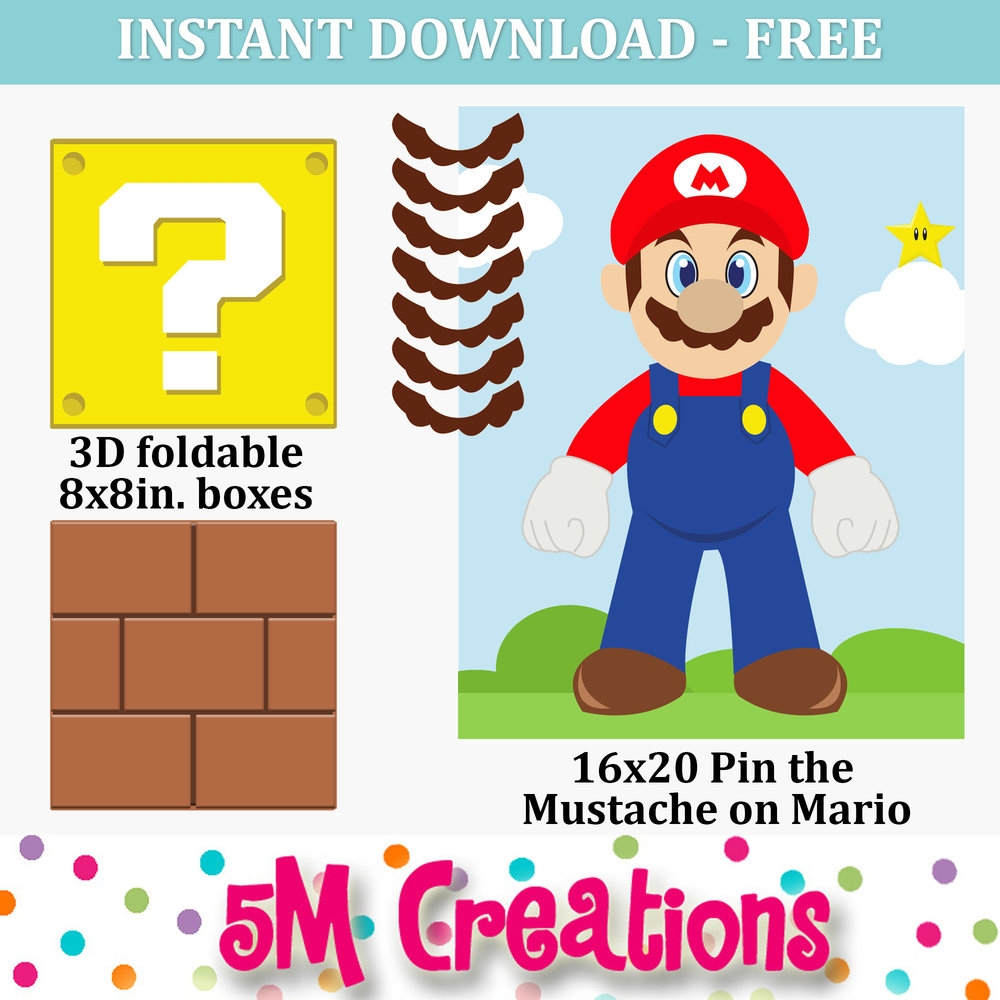 FREE Mario Inspired Party Printable Decorations Instant Download 
