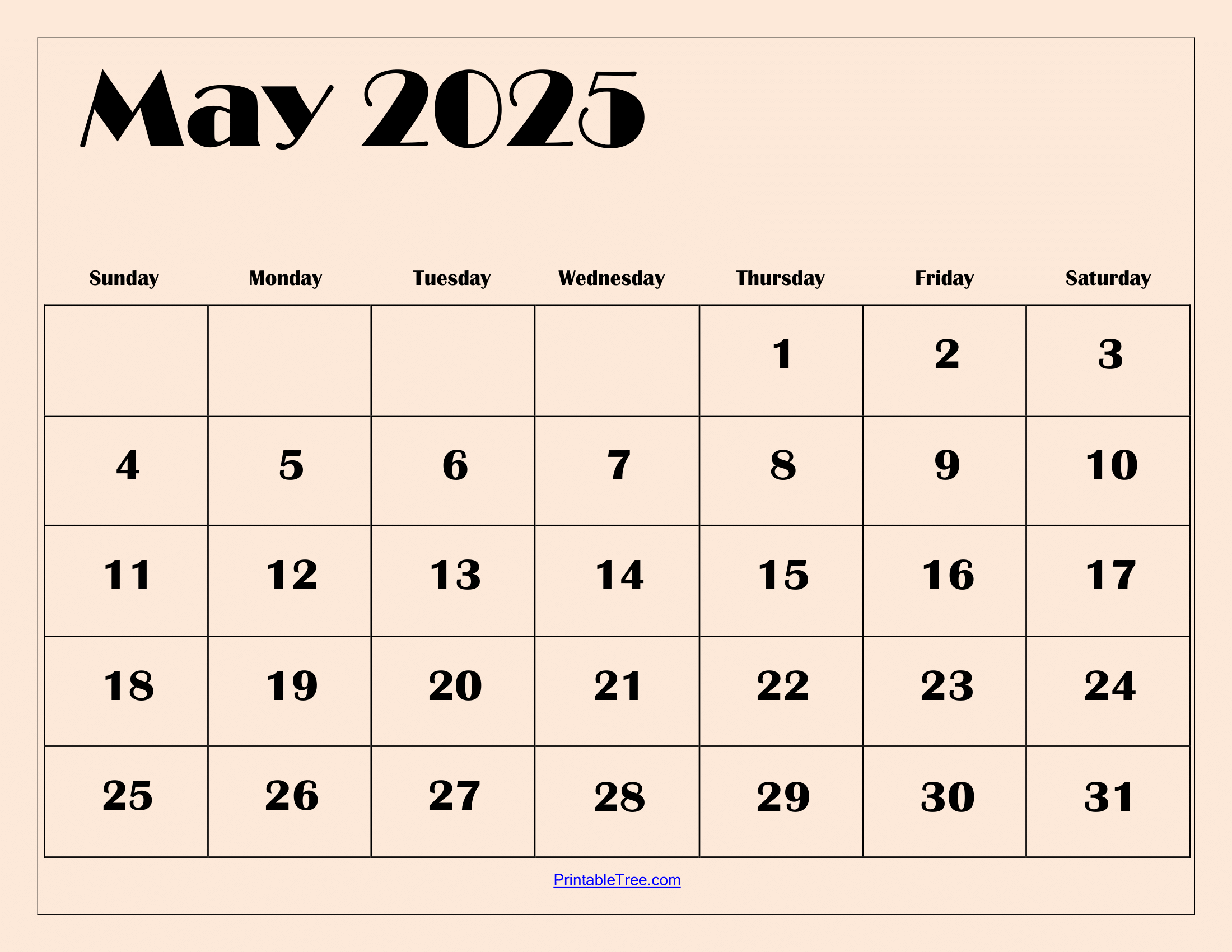 May 2025 Calendar Printable Pdf