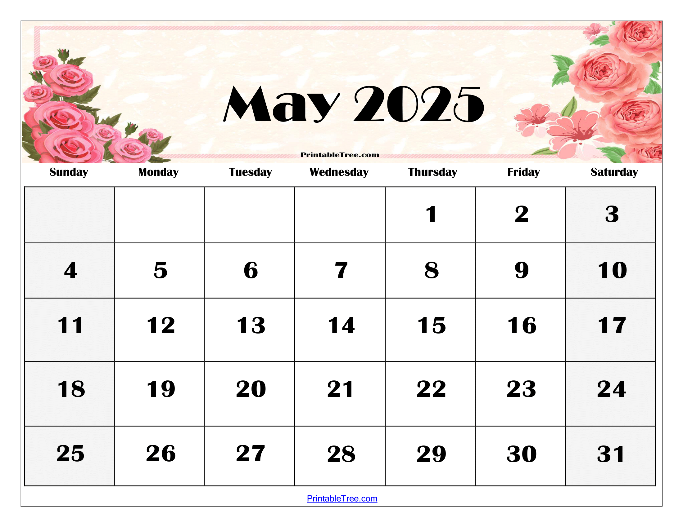 Calendar Of May 2025