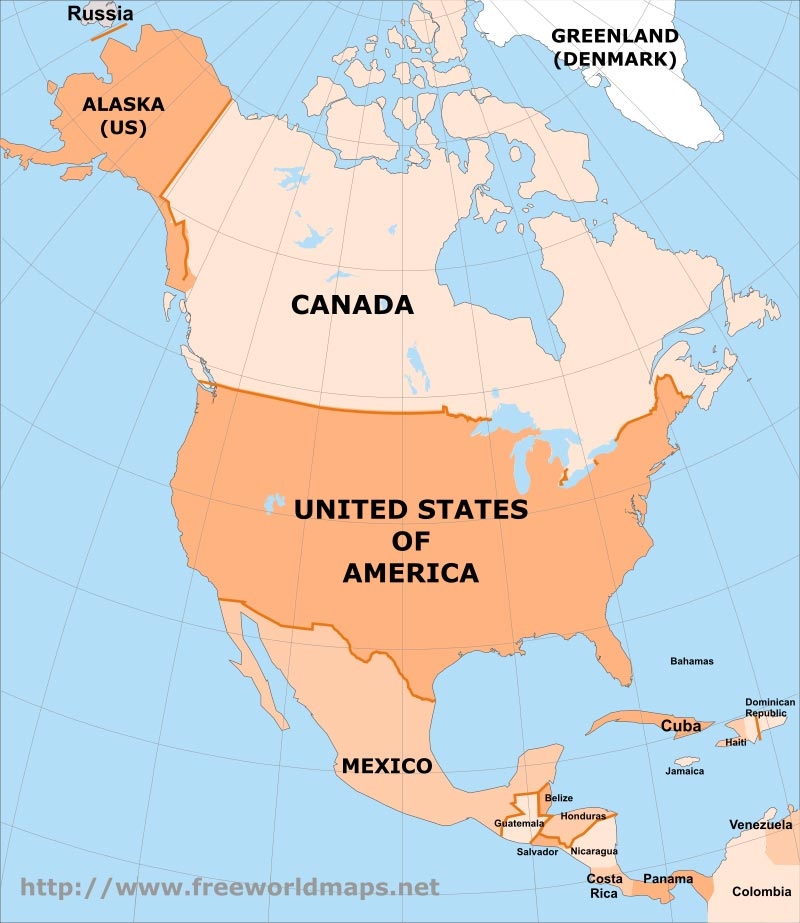 Free Printable Map Of North America