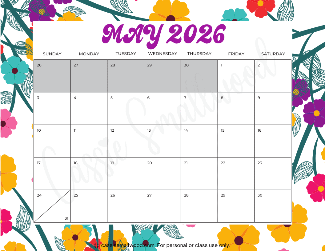 Free May 2026 Printable Calendar