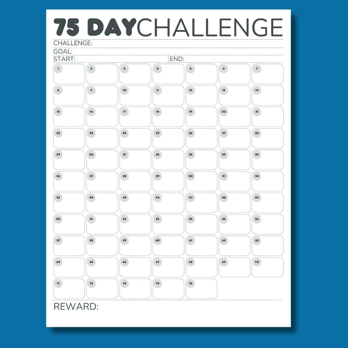 Free Printable 75 Day Challenge Calendar For 75 Hard 75 Medium U0026 75 Soft