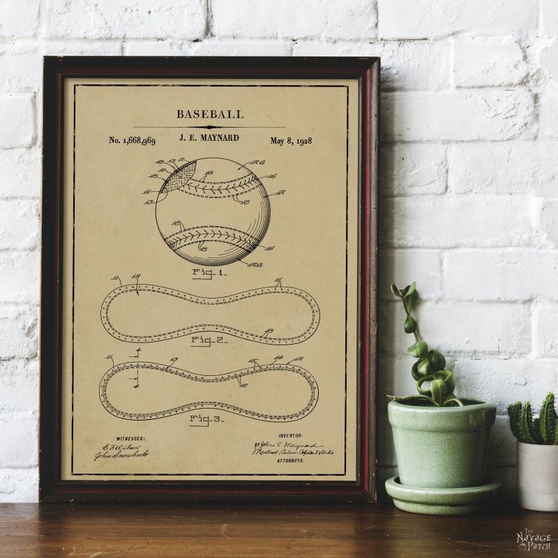 Free Printable Baseball Patent Art The Navage Patch
