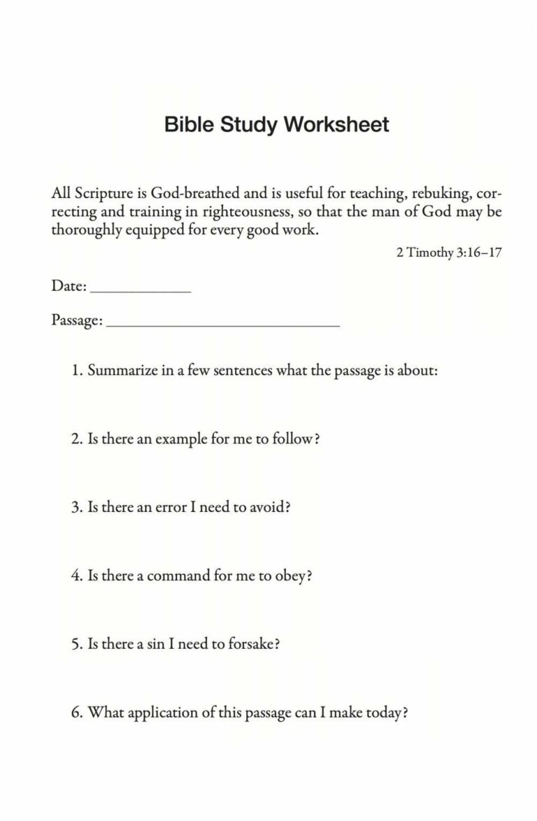 Free Printable Bible Study Lessons For Youth Worksheets Library