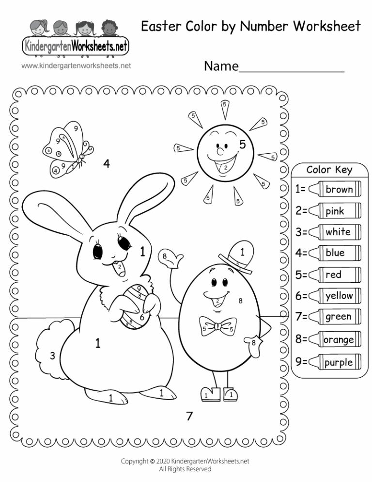 Free Printable Easter Color By Number Worksheet