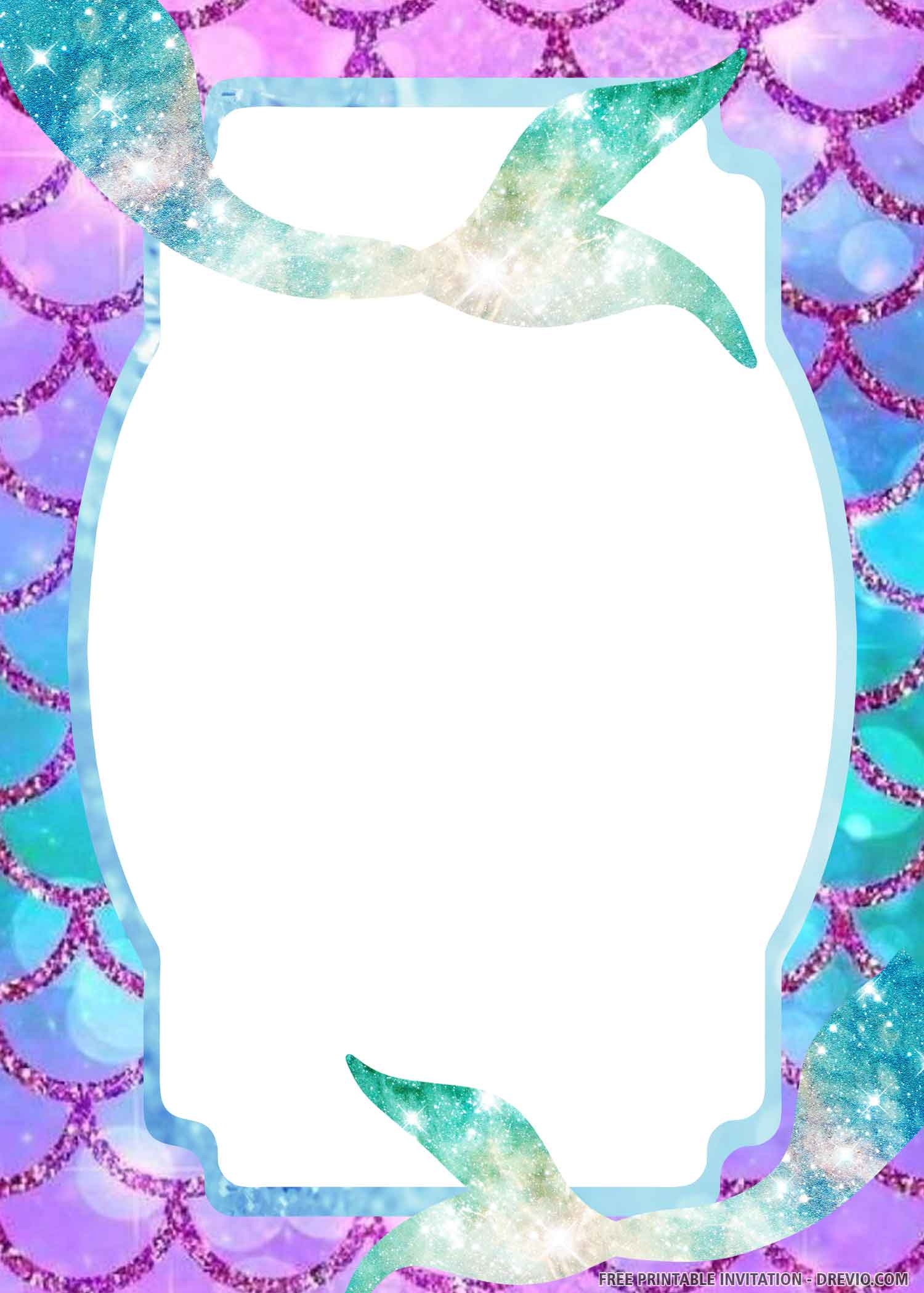 FREE PRINTABLE Mermaid Birthday Invitation Templates