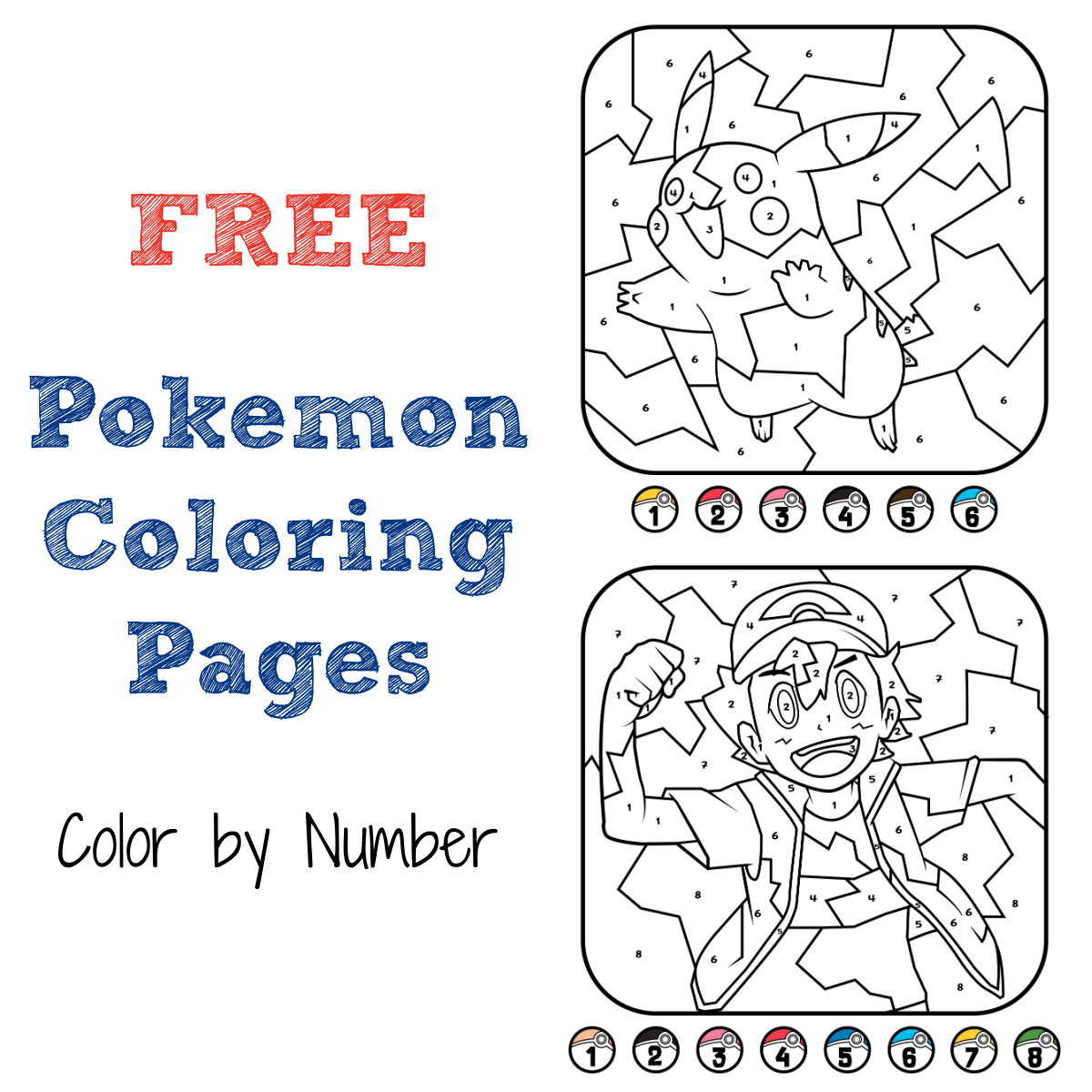 Pokemon Color By Number Free Printable