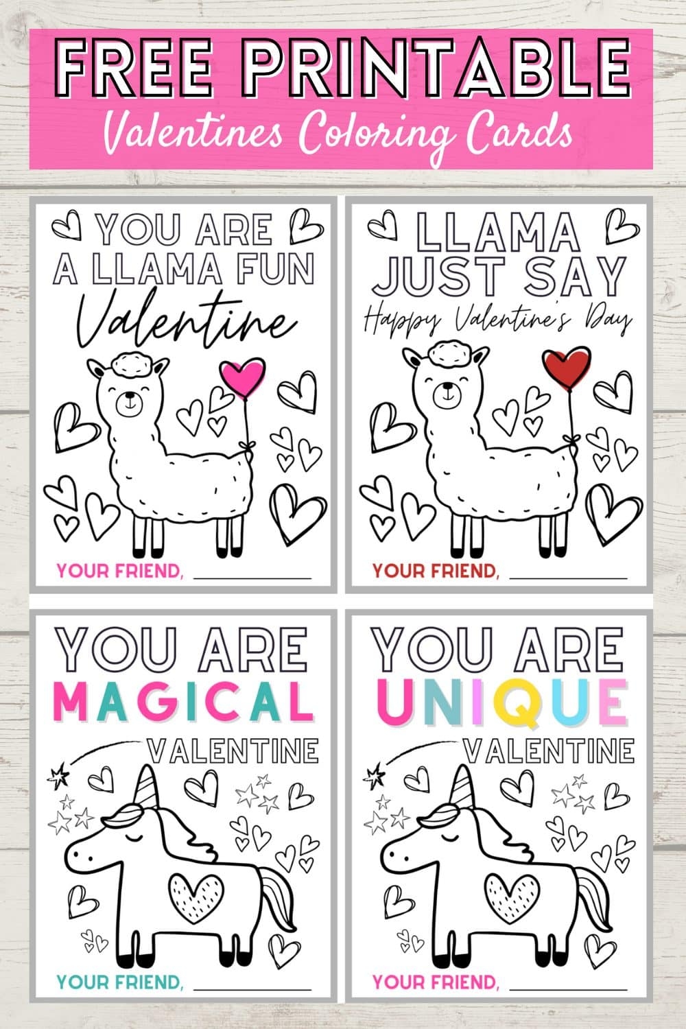 Free Printable Coloring Valentines Day Cards