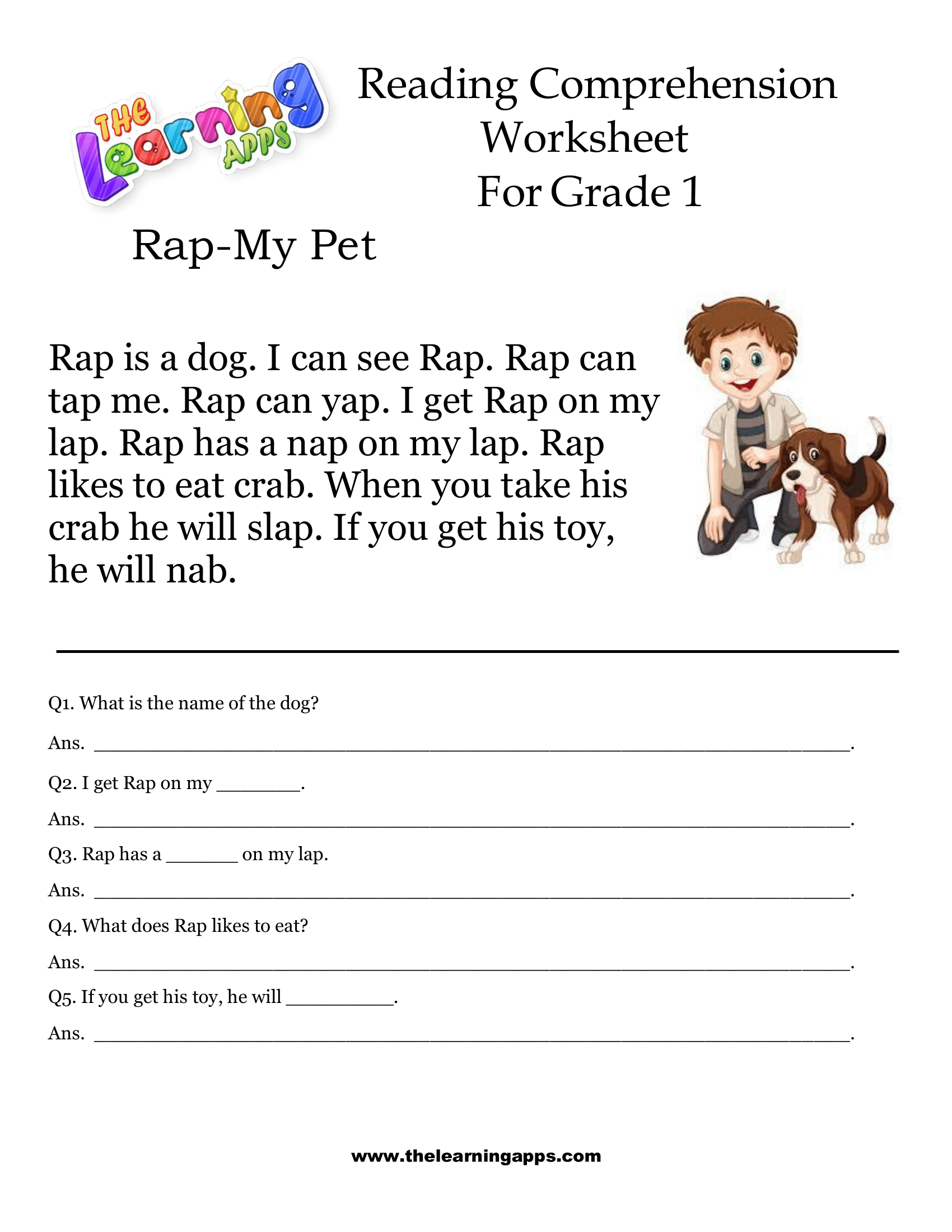 Reading Comprehension Worksheets For Grade 1