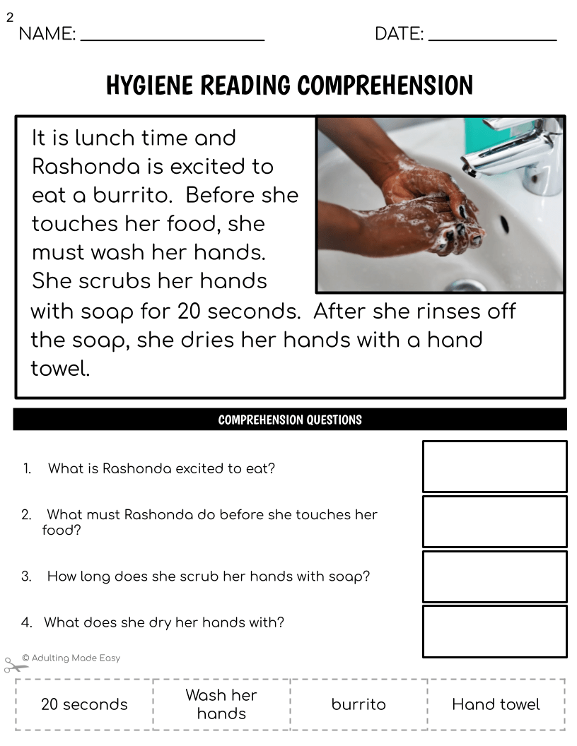 Reading Comprehension Worksheets For Adults Free