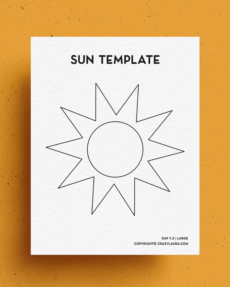 Free Sun Template Outlines U0026 Craft Printables Crazy Laura