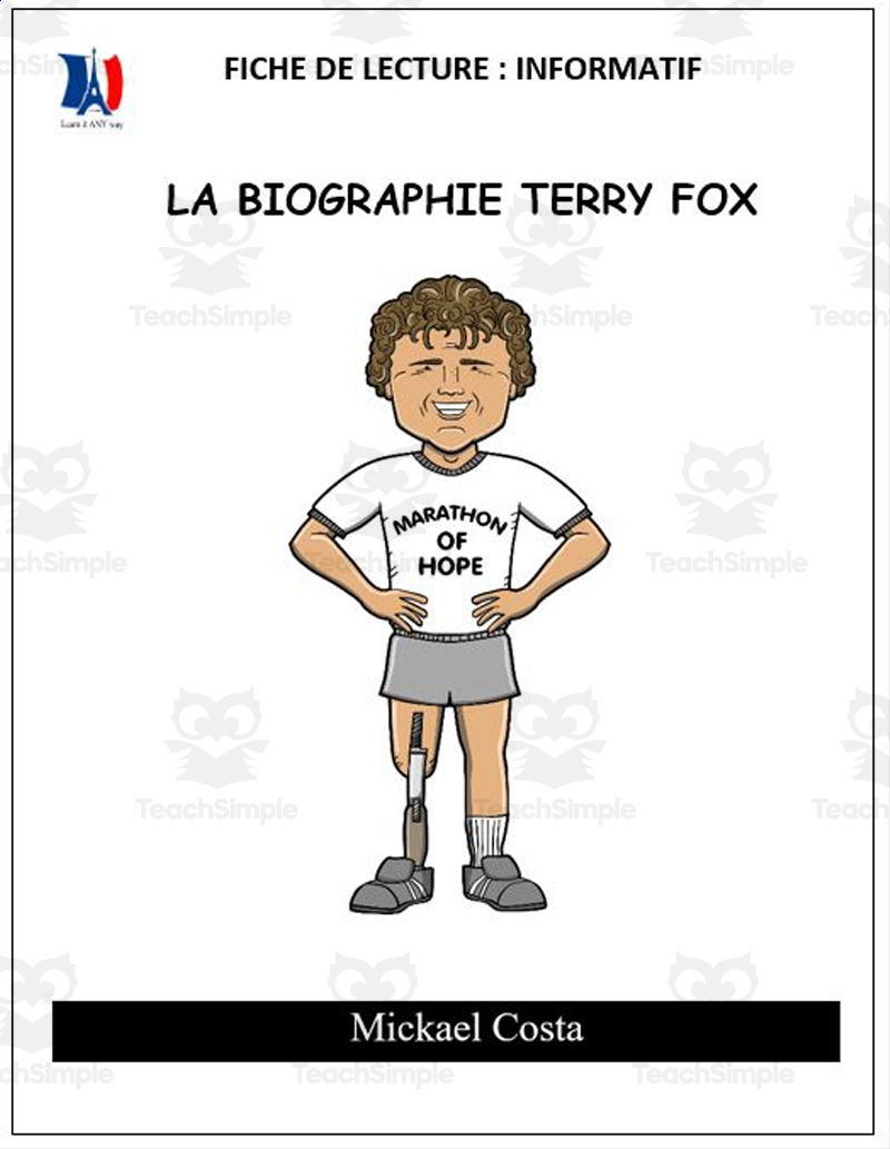 French Reading Comprehension Worksheets Terry Fox