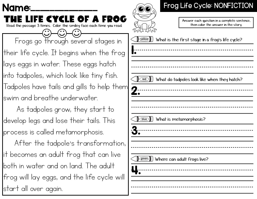 Second Grade Reading Worksheets Comprehension