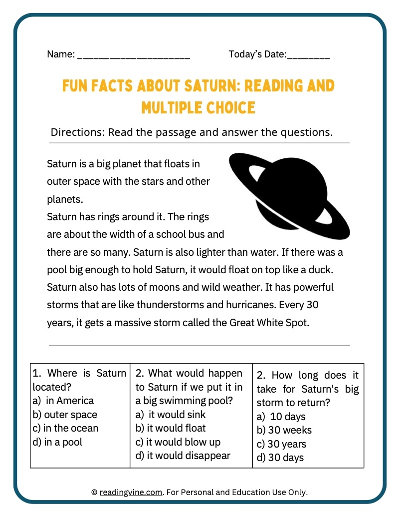 Fun Facts About Saturn ReadingVine