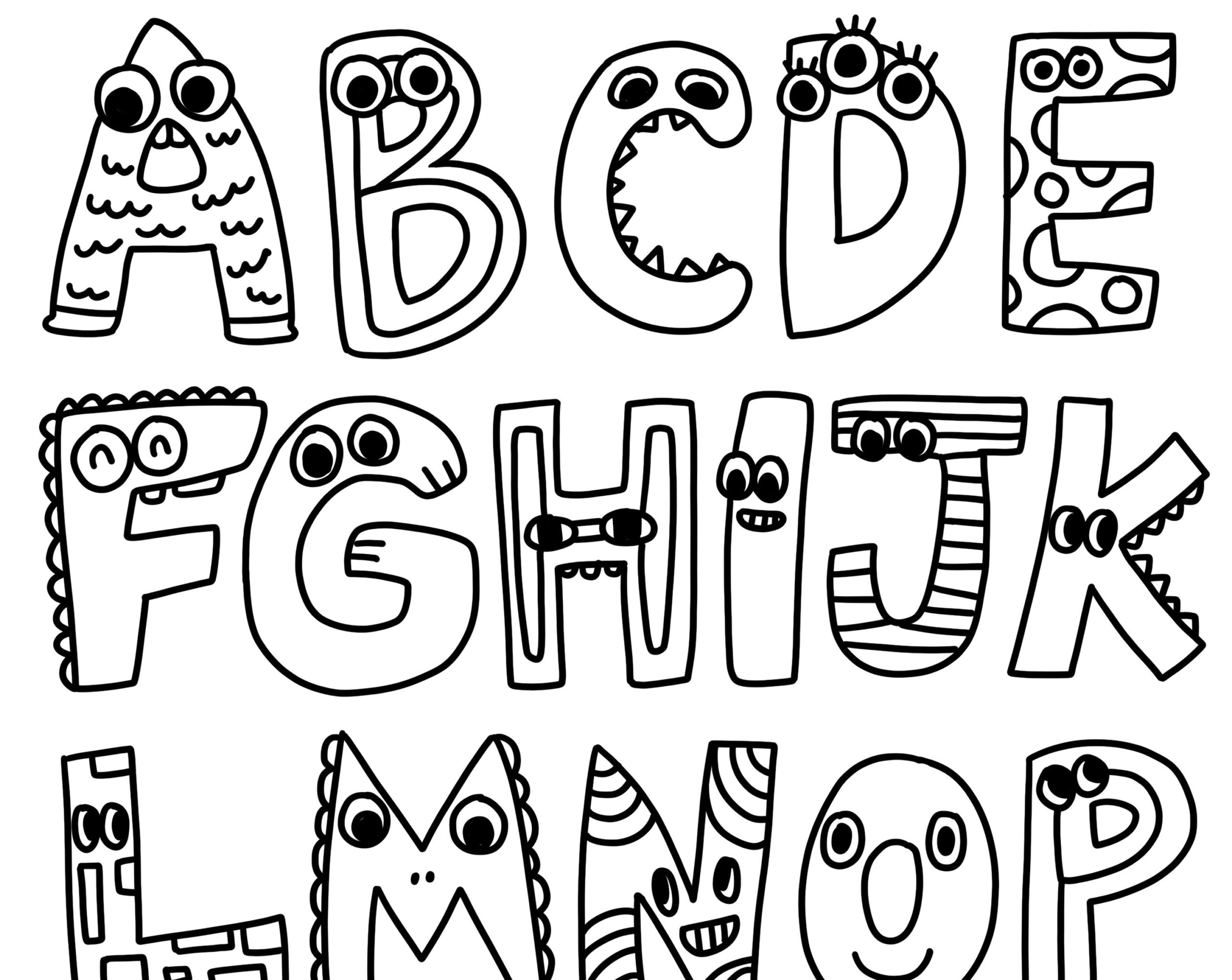 Funny ABC Alphabet Coloring Page For Kids Instant PDF JPEG Download Printable Etsy
