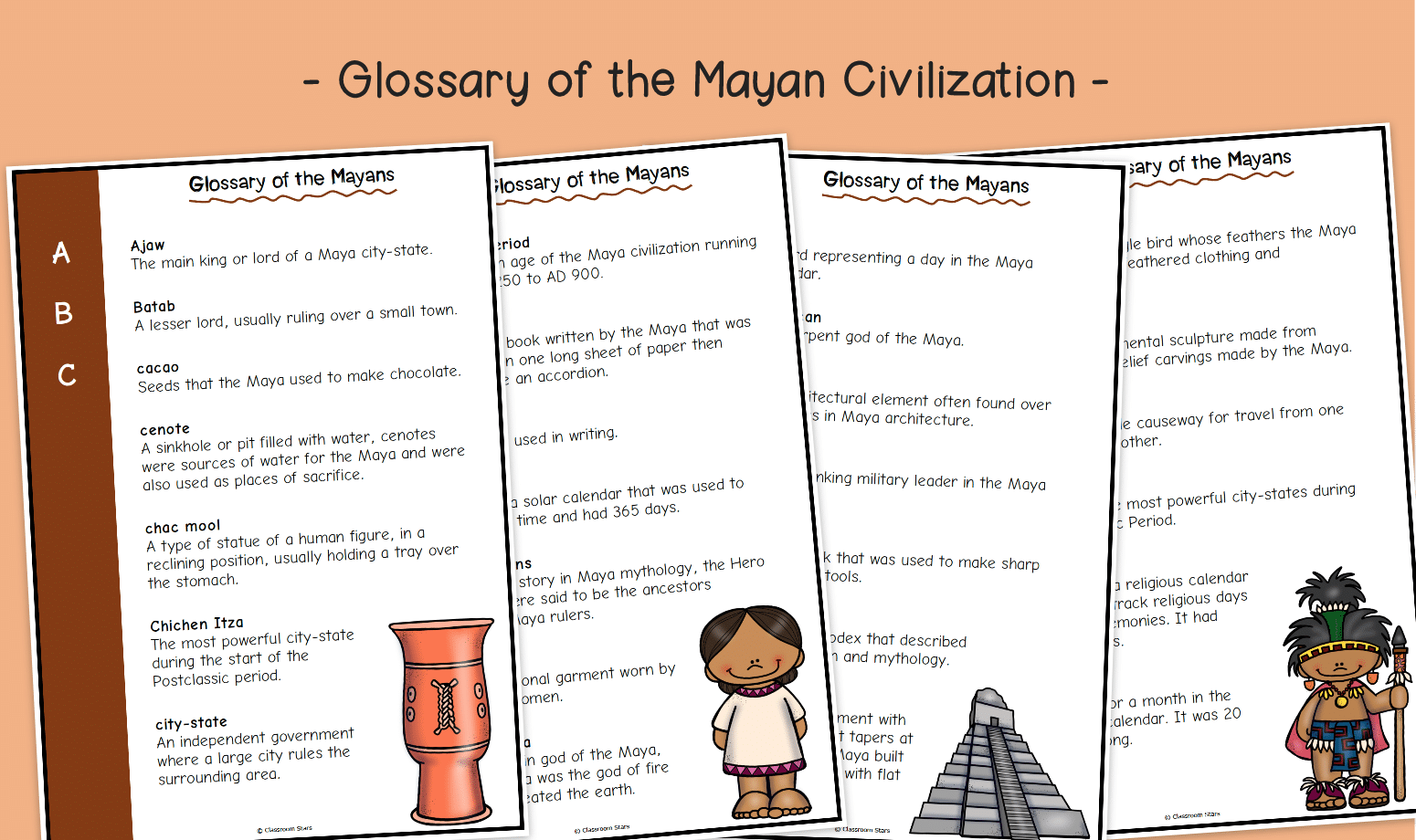 Glossary Of The Mayan Civilization Information Sheets KS2 Mayan Civilization Primary History